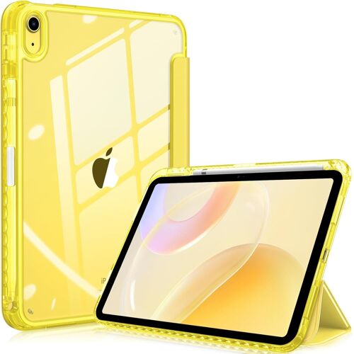 Coque Pour Ipad 10ème Génération 10.9 Pouces 2022 - [Rangement De Stylet] Coque Arrière Et Bord Transparent, Housse Antichoc Veille/Réveil Automatique, Jaune