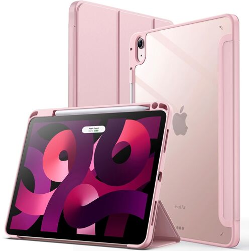 Coque Pour Ipad Air 11 Pouces M2 (2024), Ipad Air 5/4 (10,9 Pouces 2022/2020 5eme/4eme Génération) Avec Portepencil, Étui Arrière Transparent Fin Support Antichoc Tablette (Rose)