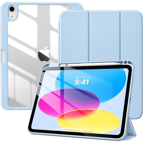 Coque Pour Ipad A16 11ème Génération 11 Pouces 2025,Ipad 10ème Génération 2022 10,9 Pouces Avec Porte Stylet,Étui Tri-Fold Transparente,Housse Avec Veille/Réveil Auto,Bleu Ciel