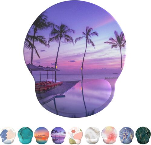 JGD-Tapis de Souris Support de Repose-Poignet, Tapis Souris Ergonomique en Gel, Tapis de Souris Frais pour Gamer, Repose Poignet Souris avec Base en PU antidérapant (Crépuscule Mauve)