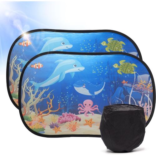 Kal-Lot De 2 Rideaux Pare-Soleil De Voiture Pour Enfants, 51 X 31 Cm, Pare-Soleil De Voiture, Pour Enfants, Protection Plus Uv, Occultants, Vitres Automobiles Autocollantes Et Universelles, Housses D