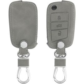 Accessoire Clef De Voiture Compatible Avec Vw Golf 7 Mk7 3-Bouton - Coque De Clé De Voiture En Nubuck - Gris[Por042168]
