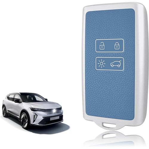 Coque Clé Silicone,Etui Clé Étui Clé Adapté Pour Renault Captur Clio Kadjar Megane Arkana Austral Zoe Scenic Talisman Dacia Duster,Couvre Clef Bord Doré & Argenté Texture Cuir.[D107]