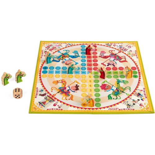 Ershi-- Jeu De Petits Chevaux Carrousel - Jeu De Société Traditionnel - Figurines En Bois - Dès 4 Ans, J02744, Beige[903]