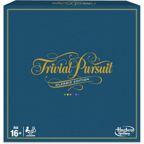 Chenquansarl-Trivial Pursuit Classique, Jeu De Société De Réflexion Et De Culture Générale, Plateau Rétro Et 2400 Questions, Version França , Pour Adultes Et Ados