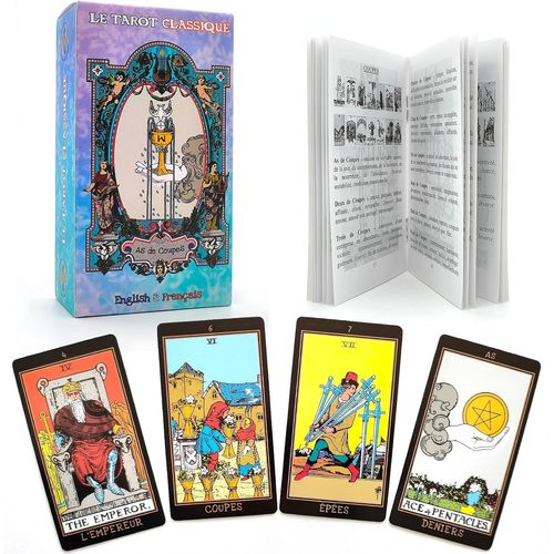 Mdy-Cartes De Tarot Voyance En Français Pour Débutants Avec Guide, Jeu De Tarot 78 Cartes A Jouer Divinatoires En Français Et Anglais