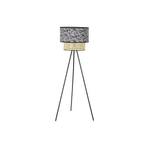 Lampadaire Naturel Noir Métal Palmiers Polyester Colonial (60 X 60 X 129 Cm)