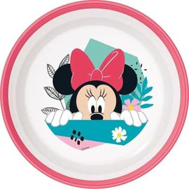 Plat Cuisines Tataway Bol En Plastique Rose Et Blanc Disney Minnie Pour Filles Avec Base Antidérapante
