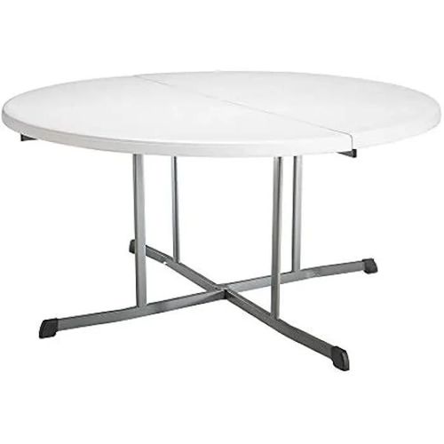 Table Ronde Pliante - LIFETIME - 25402 - 1,52 m - Granit Blanc - Acier Durable