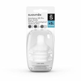Suavinex Lot De 2 Tétines Physiologiques Sx Pro En Silicone. Flux Moyen Pour Lait, Jus Ou Eau. Tétine + 3 Mois. Avec