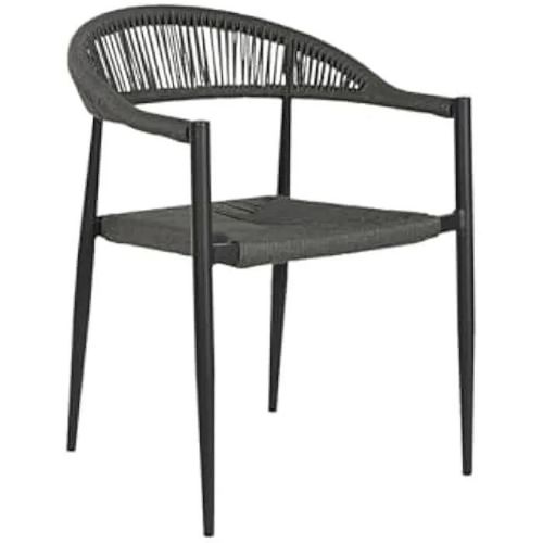 Chaise De Jardin - Home Esprit - Noir - Aluminium - Rotin - 60 X 56 X 78 Cm