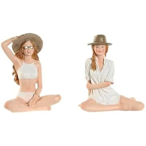 Figurine décorative - HOME ESPRIT - Femme méditerranéenne - Multicolore - 2 unités - 7,5 x 9,5 x 13 cm