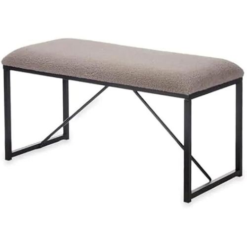 Banc - Gift Decor - Marron - Métal Et Tissu - 81 X 42 X 38 Cm - Contemporain