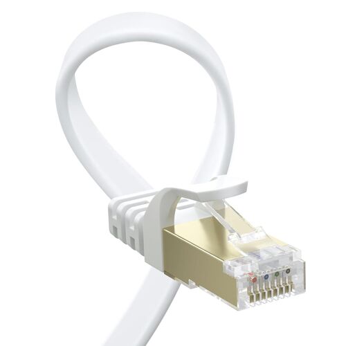 Cat 8 Ethernet Cable, 5M Flat High Speed Gigabit LAN Network Cable, 40Gbps 2000MHz Internet Patch Cord for Switch, Router, Modem, Patch Panel, PC (White)