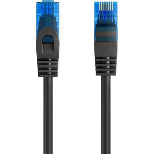 Cat.5e U/UTP Ethernet Patch Cable up to 1Gigabit, 2 RJ45 Connectors, PVC Cable, CCA, AWG 26/7, Ideal for Fiber Optic Transmission with Gigabit/LAN Links, 5 m, Black