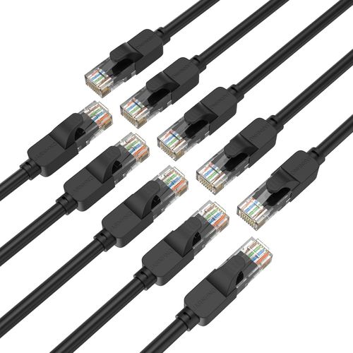 Câble Ethernet Cat 6 2M, Câble Internet Haute Vitesse 10Gbps, Cordon De Raccordement Lan Rj45 Noir, Câble Ethernet Long Pour Jeux, Ordinateur, Télévision, Routeur, Modem, Bornier