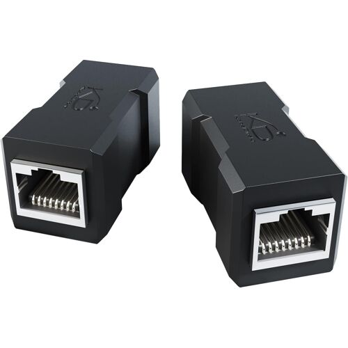 2 LAN Couplers ¿ Ethernet Adapters & Network Connectors (Two RJ45 Sockets, Allows You to Simply Connect and Extend Patch Cables, Cat 7 for Up to 10 Gbps, Black)