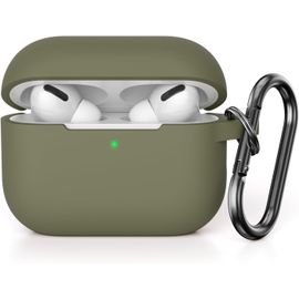 Coque Étui Protecteur Compatible avec AirPods Pro 2 Case, Housse de Protection en Silicone Anti-Choc, Antidérapant Etui de Protection pour Airpods Pro 2 (2022) avec Mousqueton, Army Green