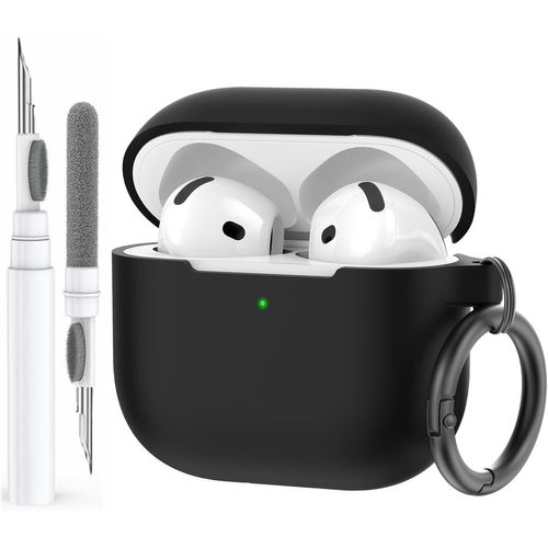 Coque AirPods 4 (2024) avec Kit Nettoyage Silicone Étui Protection pour AirPods 4ème Génération Anti-Rayures Housse pour Apple AirPods 4 Supportant Recharge USB-C et Recharge sans Fil