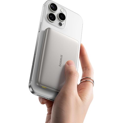Picogo Powerbank, Ultra Slim 10000mah Qi2 Magsafe Powerbank, 15w Wireless Fast Charge And Pd 27w, Wireless Magnetic External Battery With Usb-C Cable For Iphone 16/15/14/13/12, Titanium