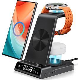 Induction Charger For Samsung S25 Ultra, 3 In 1 Wireless Charging Station For Galaxy S25/S24/S23/Z Fold 7/Z Flip7, Charger For Galaxy Watch 8/8 Classic/Ultra/7/6/5 Pro, Galaxy Buds3 Pro
