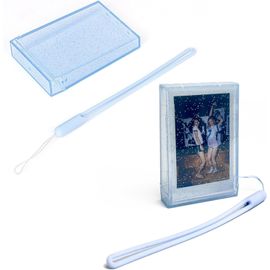 3"" Clear Protective Case for Fujifilm Instax Mini 7+/8/9/11/12/40/90/EVO with 2 Photo Frames, Storage Box and Strap | Accessories Compatible Mini 11/12/EVO, Flash Blue, Single