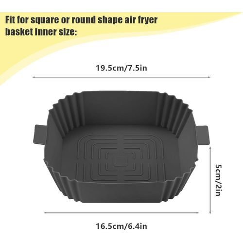 Plaque De Cuisson En Silicone Pour Friteuse À Air 19,5 Cm,2 Pièces-Accessoires Pour Four Et Micro-Ondes,Gris