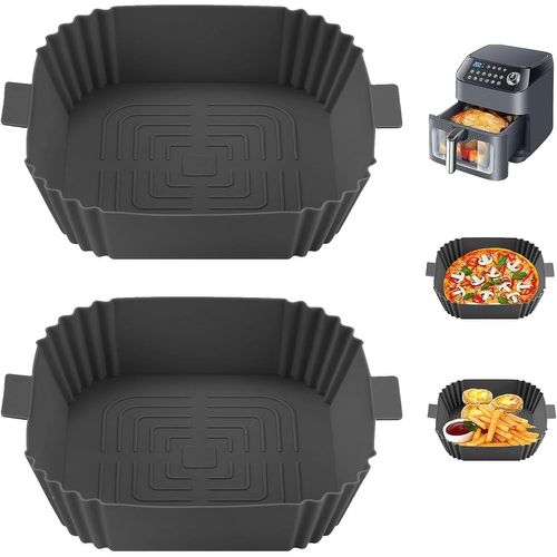 Plaque de Cuisson en Silicone pour Friteuse à Air 19,5 cm,2 Pièces-Accessoires pour Four et Micro-Ondes,Gris