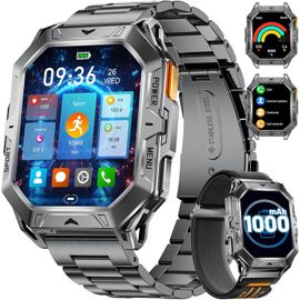 Lige Montre Connectée Hommes Avec Boussole, Baromètre, Pression Et Altimètre, 2,13"" Grand Écran Amoled Smartwatch Compatible Android Ios, Batterie 1000 Mah, 100+ Modes Sportifs, Noir
