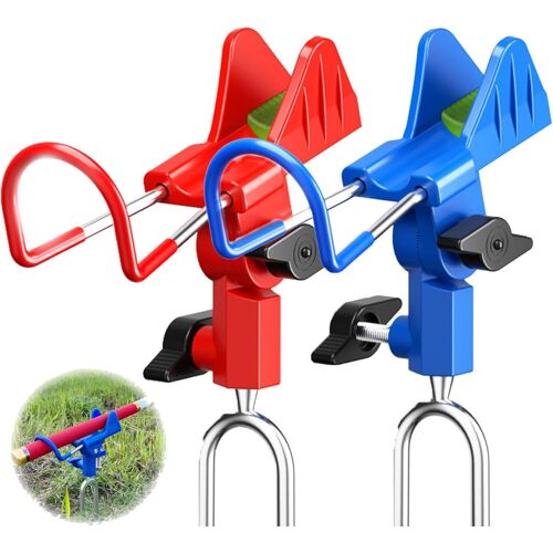 2 Piece Stainless Steel Rod Holder 360° Adjustable Fishing Rod Holder With Luminous Effect Fishing Rod Holder For Boats (Red/Blue)