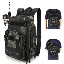 Fishing Tackle Storage Backpack, Fishing Backpack With Fishing Rod Holder Lightweight Heavy Duty Shoulder Bag For Fishing Hiking Hunting Camping