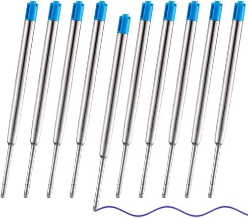 Blue Ballpoint Pen Refill 9.8 Cm 10 1.0 Mm Standard Interchangeable Metal Refills For Parker For A Smooth And Even Writing Experience