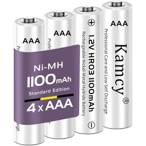 Kalanka-Piles Rechargeables Aaa(Lot De 4), Piles Aaa Rechargeables 1100mah 1,2v Ni-Mh Haute Capacité Rechargeable 1200-1500 Cycles \U2013 Piles Solaires Rechargeables