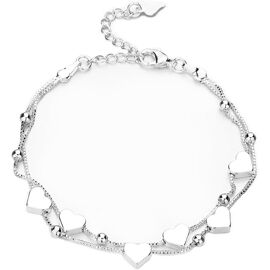 925 Silver Bracelet For Women, Adjustable Friendship Bracelet, Gift For Women And Girls (Silver)