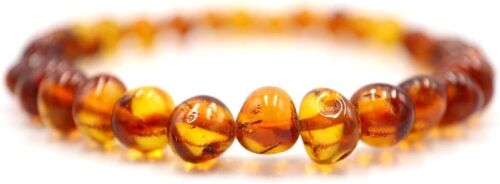 Amber-Us Baltic Amber Bracelet On Elastic Band | Multiple Lengths | Multiple Colors | Made From Genuine Natural Round Amber Beads | Amber Bracelet, Stone