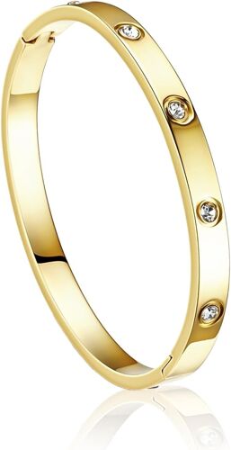 Friendship Bracelet Love 18k Gold Plated Formula Crystal Zircon Bracelet For Women Stainless Steel Bracelet Love Couple Bracelet Jewelry Gift, Stone Stainless Steel