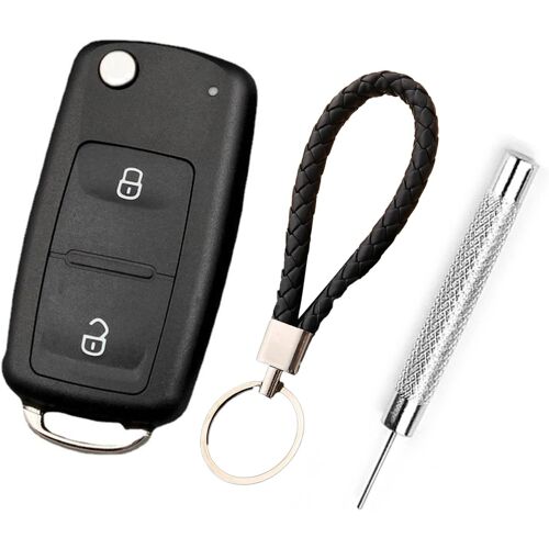 Jum-2 Boutons Coque Clé De Voiture Compatible Avec Pour Vw Transporter T5 T6 Polo Amarok,Boîtier De Remplacement,Lame Non Coupée,Porte-Clés Et Mini-Tournevis