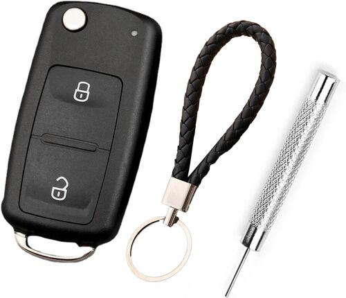 Jum-2 Boutons Coque Clé De Voiture Compatible Avec Pour Vw Transporter T5 T6 Polo Amarok,Boîtier De Remplacement,Lame Non Coupée,Porte-Clés Et Mini-Tournevis