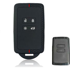Coque De Clé De Voiture Pour Clio Megane Koleos Kadjar Kangoo Twingo Talisman Captur Espace Duster Coque De Clé De Voiture, Etui Carte, Silicone Tpu 4 Boutons (Rouge)