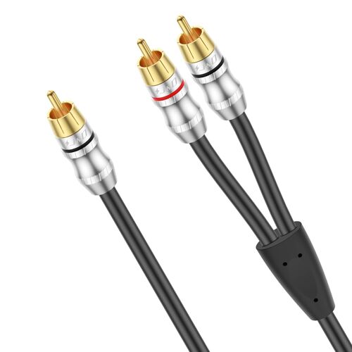 Câble RCA, 1 Mâle RCA vers 2 Mâle RCA Câble Diviseur Y Audio Stéréo Numérique pour Caisson de Basse, Cinéma Maison, Cordon de Subwoofer, 0,3 Mètre