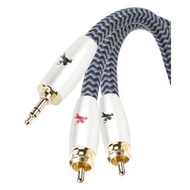 Câble Audio RCA RAWAUX 1m – Vert – Mâle/mâle – Plaqué Or 24K – Pour Subwoofer, Home Cinéma, Enceintes