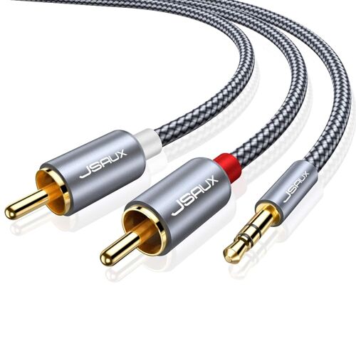 MEVRONISSHOP-Câble Cinch Jack Audio 3.5mm Mâle vers 2 RCA Mâle Câble RCA Jack Stéréo Compatible avec TV PC Téléphone Tablette Amplificateur Chaîne HiFi DVD Barre de Son Home Cinéma Autoradio Enceinte