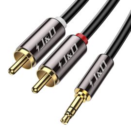 Câble RCA Jack Audio, Câble Adaptateur Audio Stéréo Plaqué Or de 3.5mm Mâle à 2 RCA Mâle, 6m