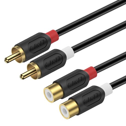 TIANYI-Câble d`Extension Cinch RCA, Série Audiowave Plaqué Or, Câble Audio Stéréo Rallonge 2 RCA Mâle vers Femelle, pour Haut-Parleur, Amplificateur, Mixeur, TV, 1,8 Meter