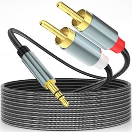 Câble audio auxiliaire RCA vers jack 3,5 mm,jack 3,5 mm vers 2 RCA Y pour TV,PC,téléphone portable,lecteur MP3,enceintes,chaînes HiFi,home cinéma,autoradio,tablette,amplificateur,barre de son (2 m)