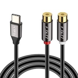 Câble Stéréo USB C vers RCA, Type C vers 2 RCA Femelle Y Splitter, Câble D'extension RCA Compatible avec la Série iPhone 15/16, Série Galaxy S, 0,2 m