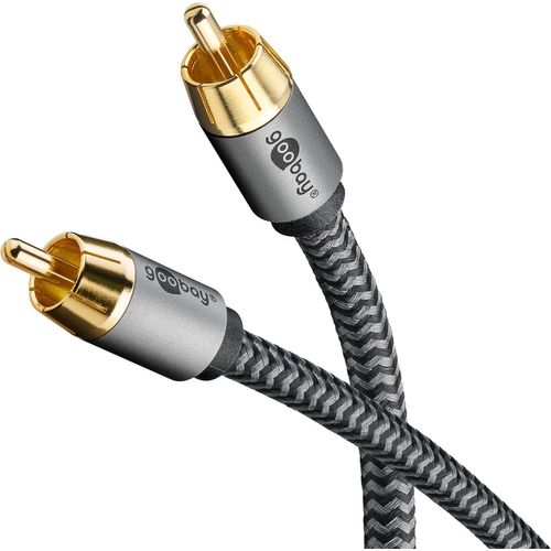 Câble RCA mono 2m / Câble audio pour subwoofers Hi-Fi/Câble textile flexible/Câble coaxial numérique/Connexions plaquées or