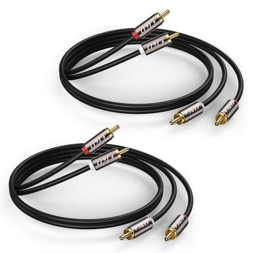2 Paquets Câble Cinch RCA, Câble Audio Stéréo Plaqué Or de 2 RCA Mâle à 2 RCA Mâle, Pour amplificateurs, chaînes stéréo, Système HiFi, 0.9 Meter