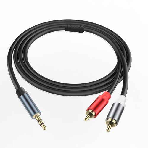 Câble audio d'extension 3,5 mm vers 2RCA Câble audio 1/8 pouce TRS mâle vers 2 RCA mâle en Y Câble AUX RCA vers 3,5 mm plaqué or pour PC Tablet Laptop HDTV MP3 Player 1.8M/5.9FT