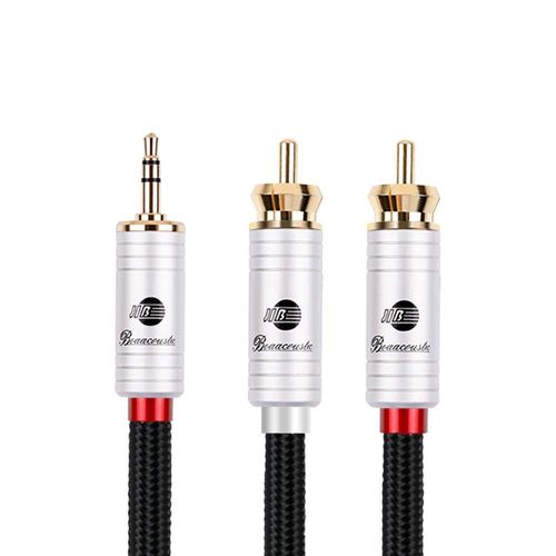 JIB Câble Audio mini Jack RCA Cinch Qualité Audiophile hifi adaptateur Câble 3,5 mm vers 2 RCA mâles Splitter Y, pour Smartphones Tablette Amplificateur DVD 1m